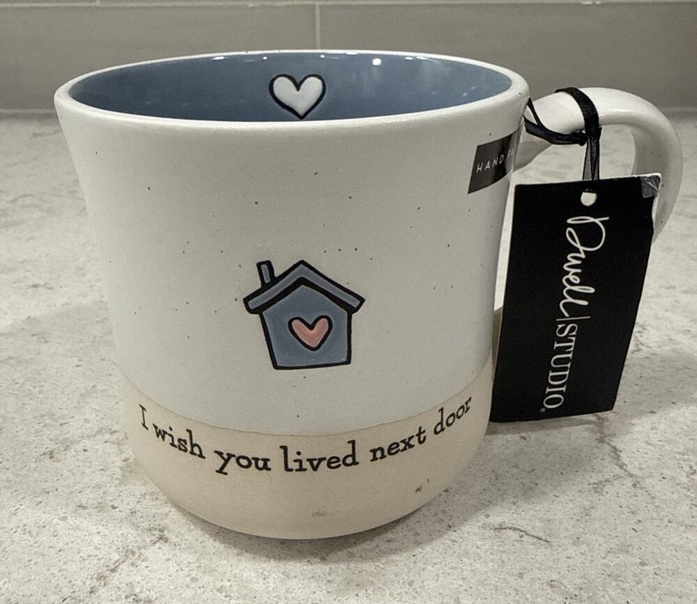 I WISH YOU LIVED NEXT DOOR 18oz Mug HAND PAINTED HEART Inside Rim Dwell Studio